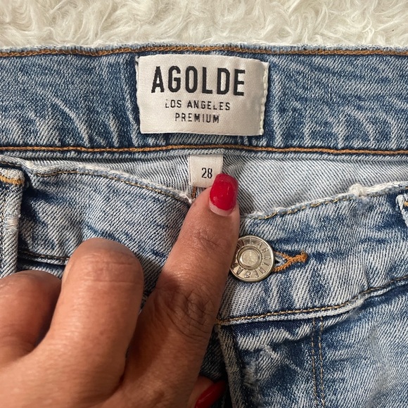 Agolde Light Blue Distressed Skinny Jeans - Picture 2 of 15